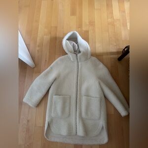 Zara Cream Teddy Hooded Coat